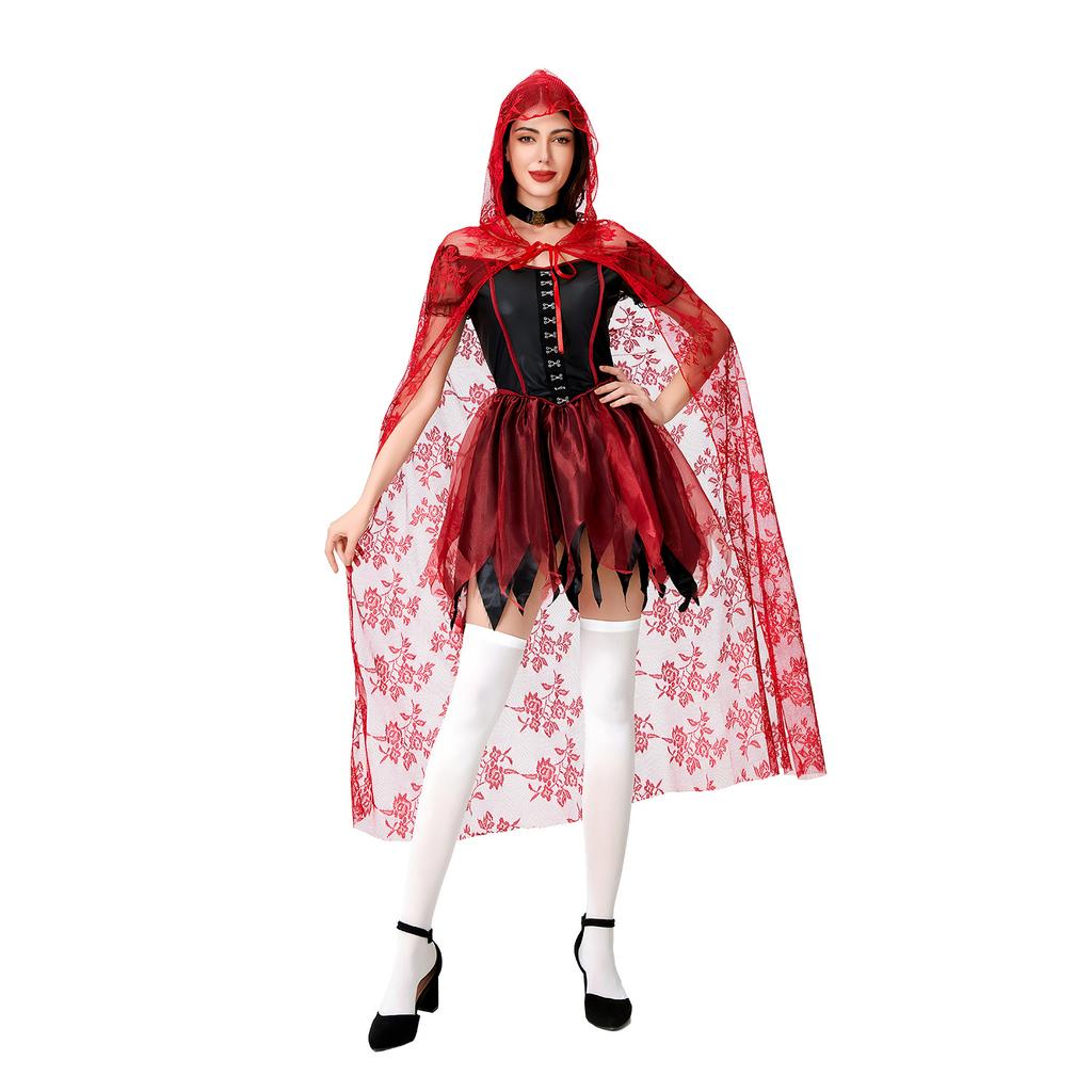 Halloween Costume Adult Female Cosplay Witch Costume Witch Vampire Sexy Shawl Cape Dress Female