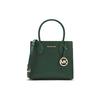 MK Mercer Solid French Lychee Texture Lock Leather Accordion Handbag Women Handbags Dark-Green 35S1GM9M2L-305