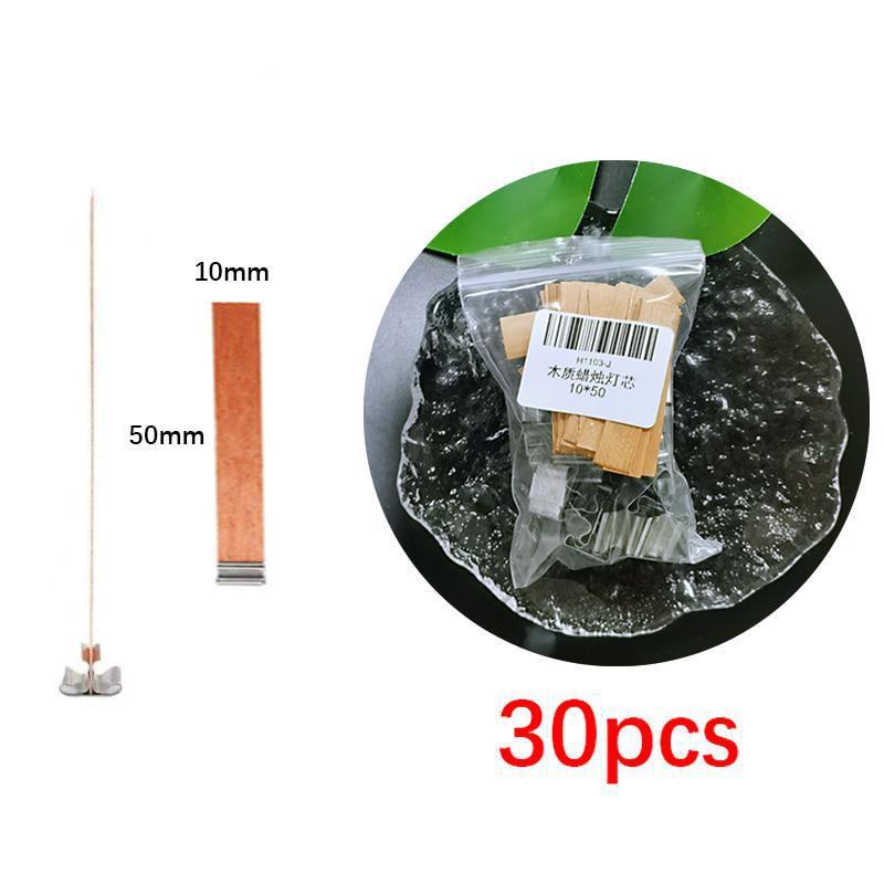 30 Pcs Candles Making Supplies Kit DIY Wooden Wicks Cores with Iron Base
