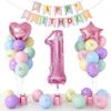 Pearlescent Digital Balloon Star Shaped Aluminum Foil Balloon Set Baby Birthday Party Decoration One Year Decoration Banner