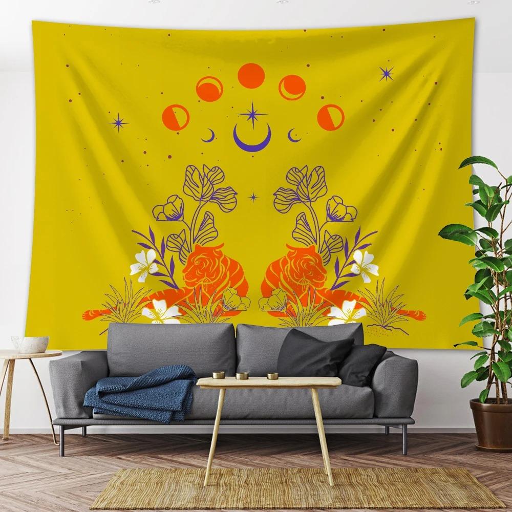 Тигр Психоделическая Сцена Домашнее Искусство Настенный Гобелен Офис Гостиная Гобелен — фото 4