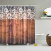 3D Old Vintage Wood Doors Shower Curtain Home Decor Polyester Fabric Bath Curtains Stripes Letters Bathroom Curtains