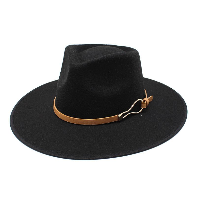 Seasonal Hemming Big Eaves Peach Heart Top Metal Flat Edge Top Hat Men'S And Women'S Woolen Jazz Hat