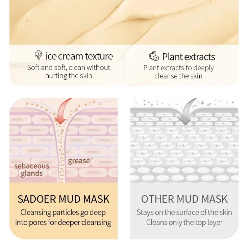 Sadoer Ginger Green Tea Mud Masks Face Moisturizing Whitening Anti Wrinkle Remove Blackhead Facial Masks Clay Skin Care