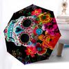 Sugar Skull, Day of the Dead Themed Automatic Opening and Closing Umbrella, Brightly Colored 8-rib Portable Umbrella, Suitable for Men and W