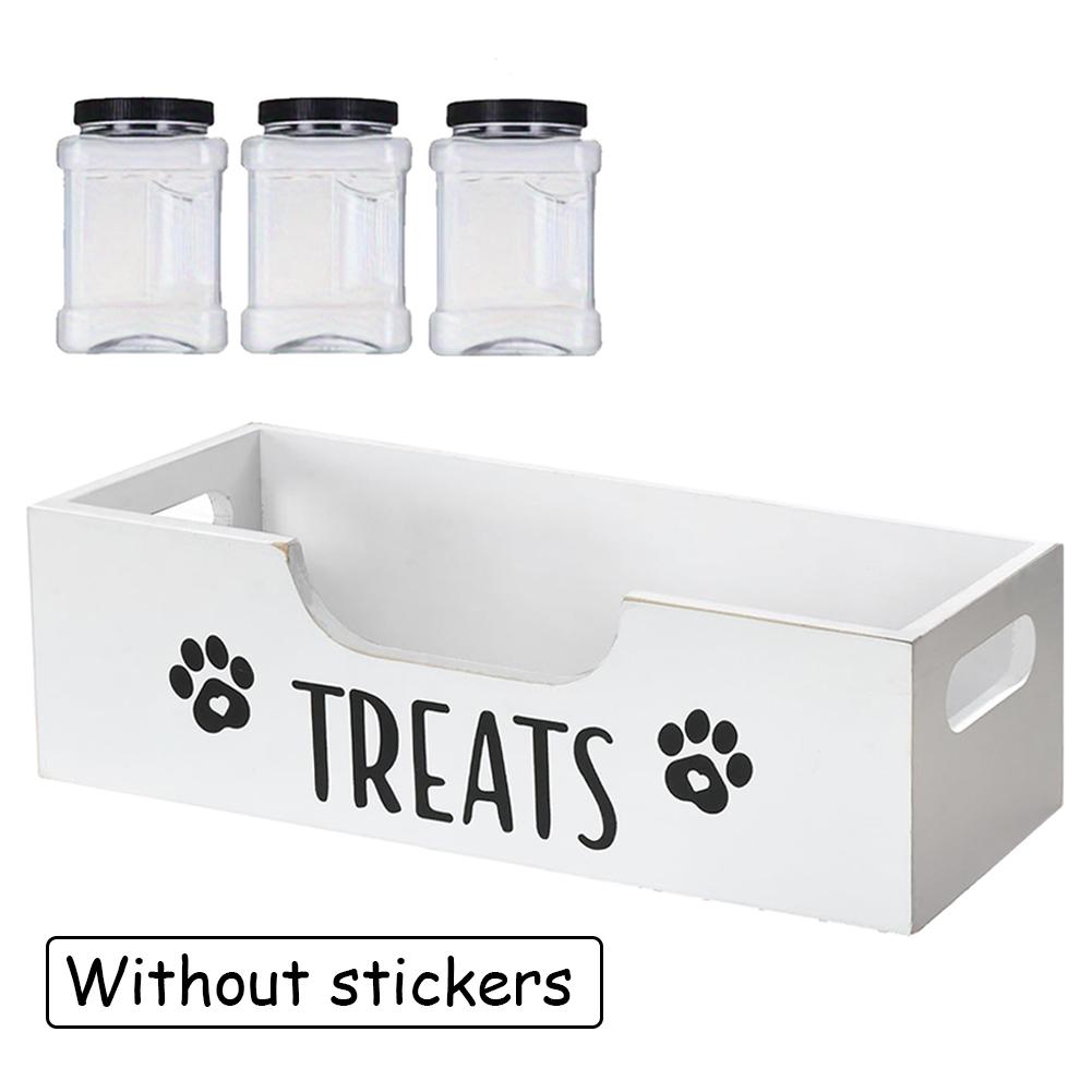 

Wooden Pet Snack Storage Box with 3 Plastic Airtight Treat Jar Dog Cat Treat Container Dog Treat Bin Holder Pet Supply Organizer