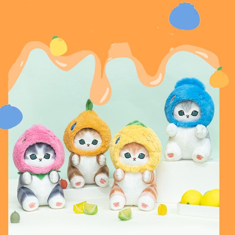 23cm Cute Shark Cat Turn Into Strawberry Orange Blueberry Pineapple Plush Toys Cartoon Fruit Animals Stuffed Dolls Birthday Gift