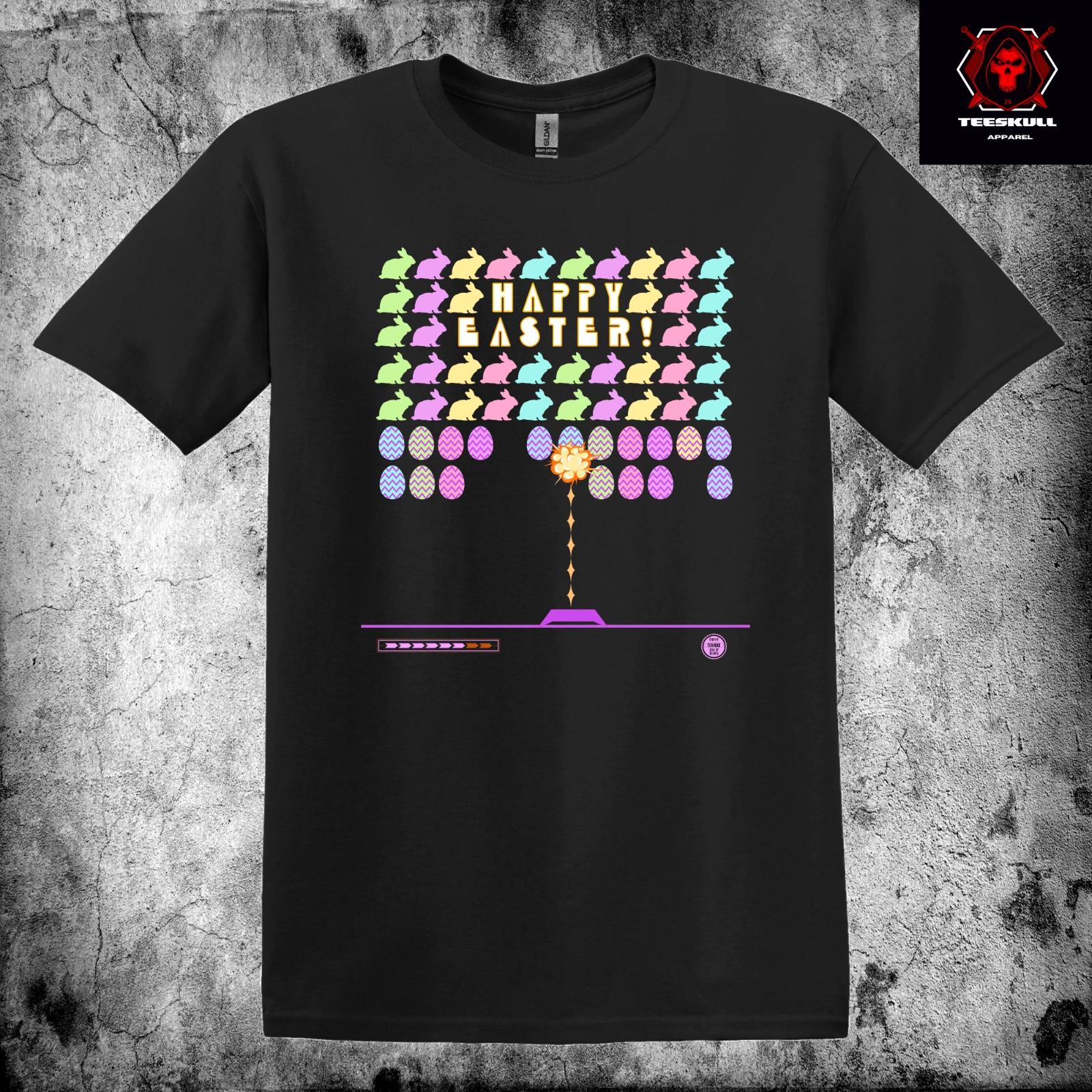 Happy Easter Space Invaders Retro Video Gamer Unisex Premium T-Shirt 3XL