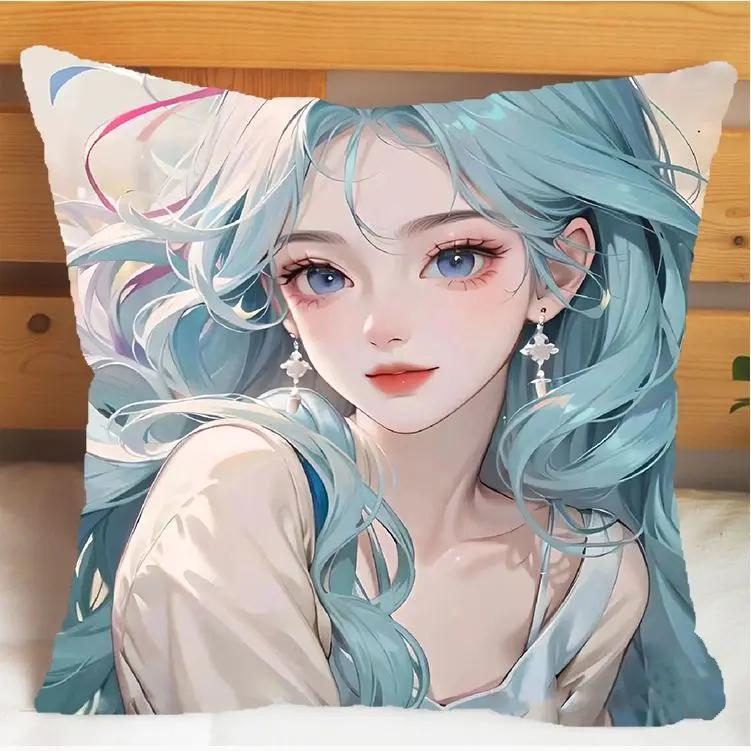 Arena of Valor Honor of Kings Xi Shi Polštář a Povlak na polštář Potah na polštářek Oboustranný tisk Plyšové Dekorační polštáře 40x40cm