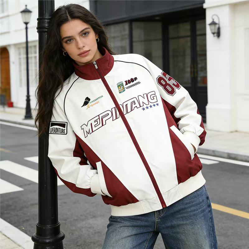 Retro Motorcycle Racing Embroidered Flight Jacket for Youth