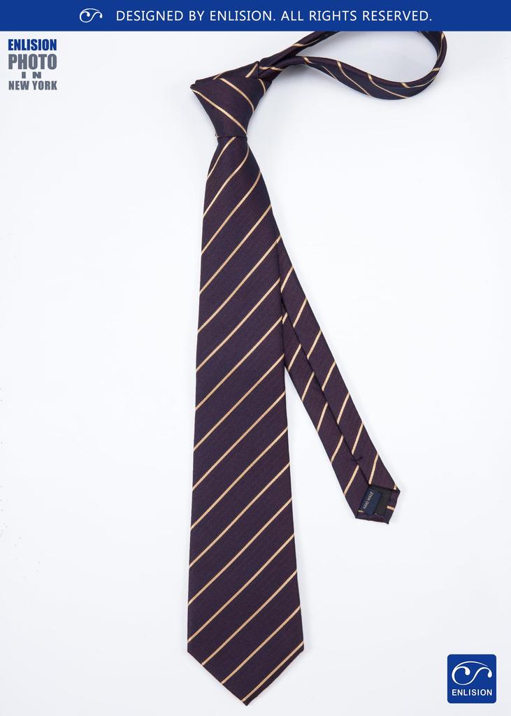 Necktie Business Stylish Silk Chief Set Striped Wine Red Red Striped Pattern Red Drinking Party TS1370U [Enlision] Men's Brand - Commuting, Meetings,