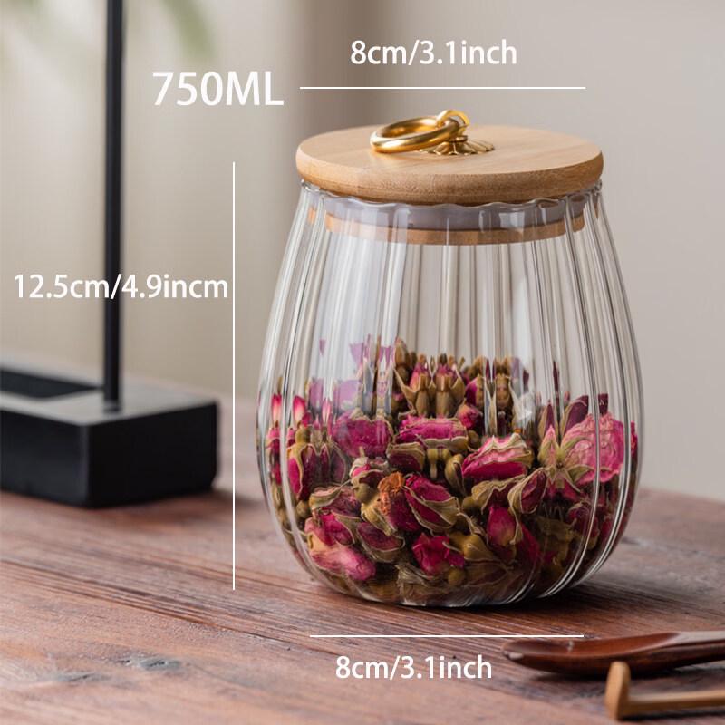 Anditai Japanese Style Petal Glass Storage Jar