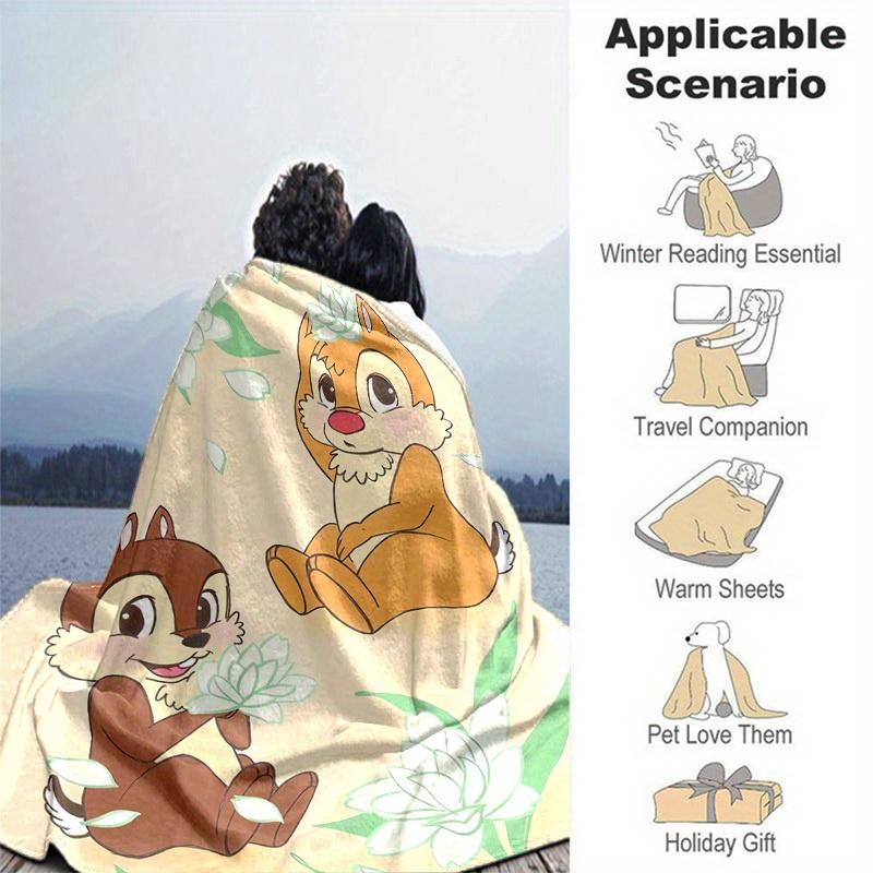 1pc, Charming Chip 'n Dale Throw Blanket Perfect for Home Decor, Couch Cover, Outdoor Use, Travel, Camping, Car, Beach, Office Nap Ideal