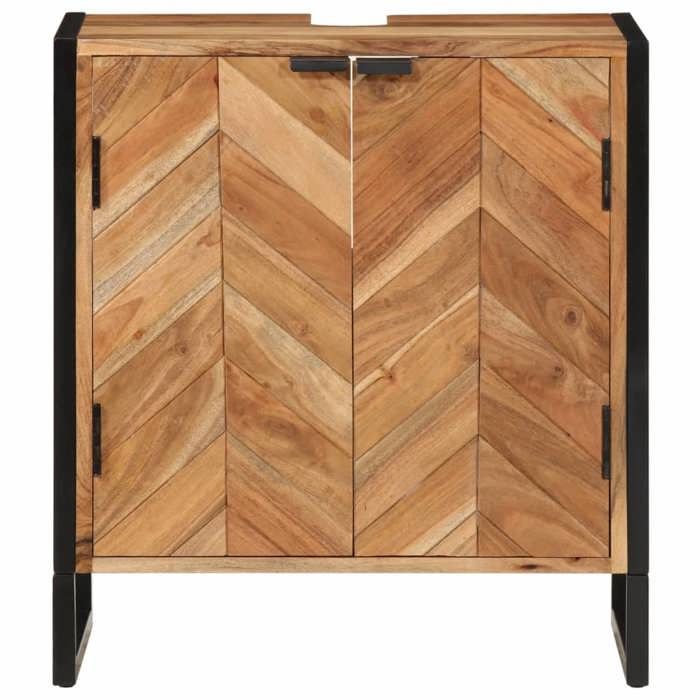 VidaXL Armoire de Salle de Bain, Placard Vasque de Toilette avec Portes, Meuble de Rangement, Moderne, Bois Massif d'Acacia 372747