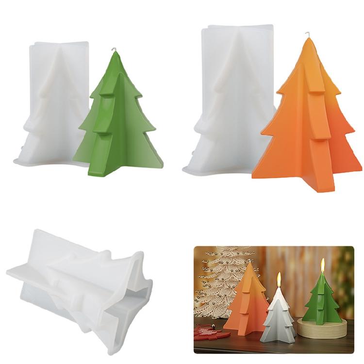 Flexible Candle Mould Xmas Pine Tree Molds DIY Cake Decor Home Party Holiday