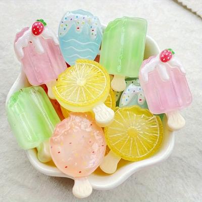 Summer Ice Cream Resin Charm Sugar Cherry Citrus DIY Craft Decoration Suitable Phone Cases Scrapbooks Party Supplies