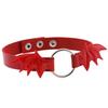 Red Leather Spiked Choker Punk Collar Women Men Bat Heart Chocker Chunky Necklace Goth Jewelry Metal Gothic Emo Accessories