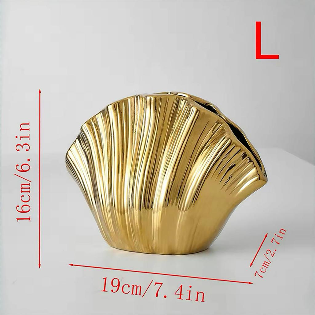 Goldene Muschel Keramikvase Bunte Farbverlauf Muschel Schnecke Blumentopf Blumenarrangements Zubehör Heimdekoration Blumenvase