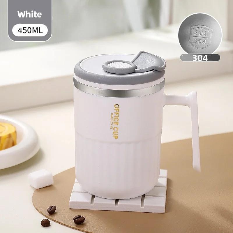 450ML Stainless Steel Mug Double-layer Ironing Thermos Cup Home Office Dormitory with Cover Coffee Cup Tea Cups Portable