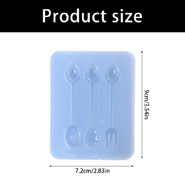 Silicone Spoon Fork Shape Mold Heat Resistant For DIY Crafts Resin Soap Candle Jewelry Making Kitchen Baking Tool