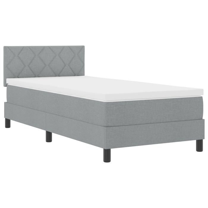 VidaXL Lit à ressort avec matelas & LED gris clair 90x200 cm tissu 3342254
