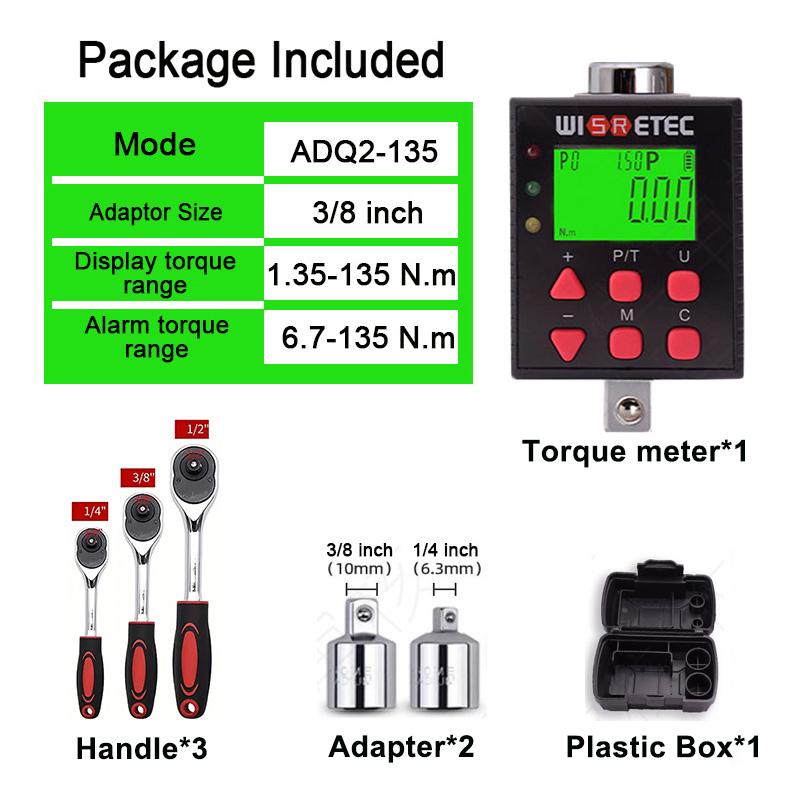 

Специальный высокоточный цифровой измеритель крутящего момента с высоким крутящим моментом 0,1-1500 Н.м. Динамометрический ключ с адаптером для ручки. Тестовый крутящий момент.