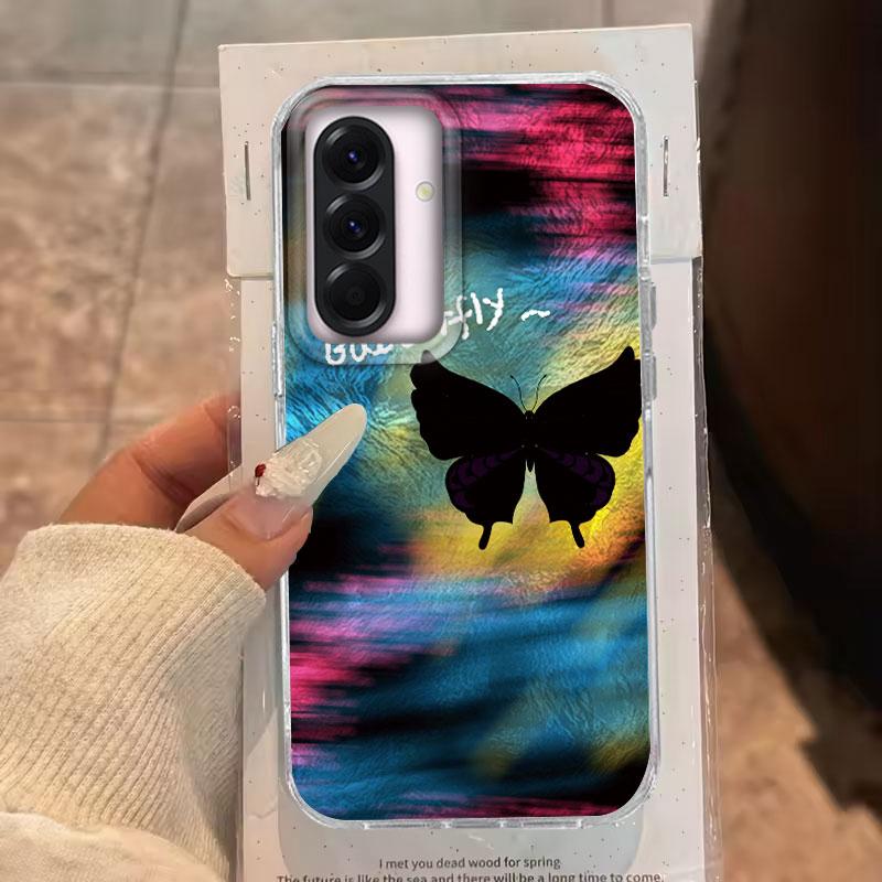 Case For Samsung Galaxy A56 A36 A16 A25 A35 A26 S25 S24 Plus Ultra FE Phone Cover Green Butterfly Gradient For  Samsung A55 Bags
