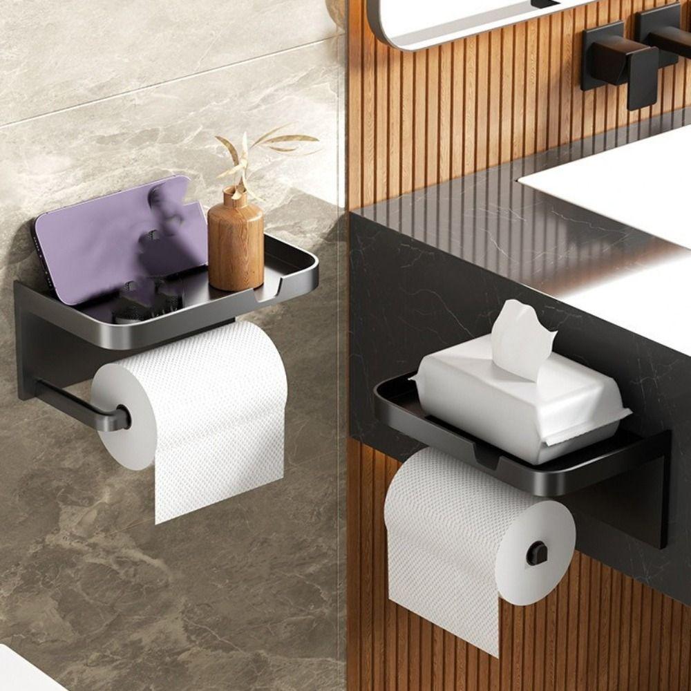 Plastic Toilet Paper Holder Wall Mounted Storage Shelf Large Toilet Paper Box  Phone Stand