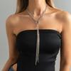 Simple Tassel Necklace with Spring Buckle Round Bead Long Collarbone Chain