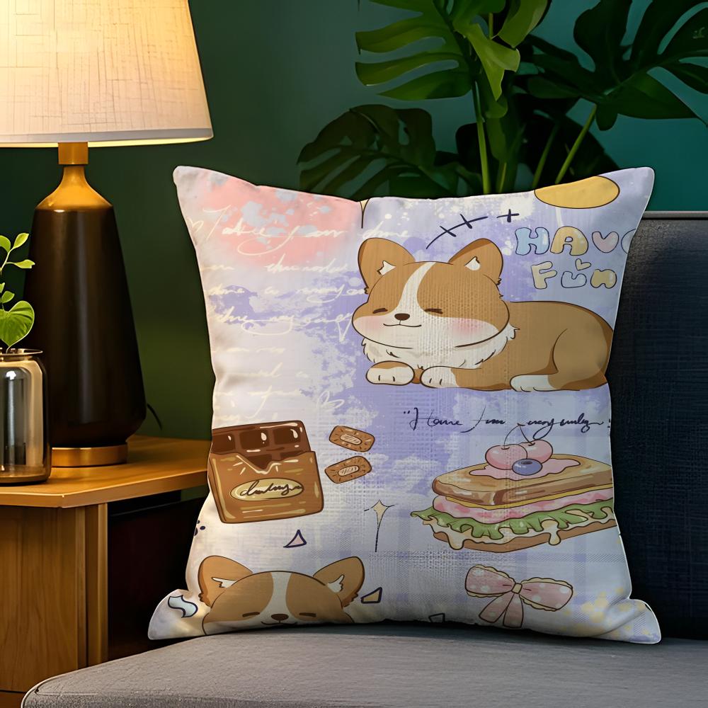 Summer Animal Plant Floral Decorations 2 Pillow Case Natural Linen Pillow Case Double-Sided Decor Sofa Pillowcase Home Decor