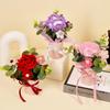 1PC Handmade Crochet Flowers Bouquet, Crochet Knitted Fabric Carnation Flower Bouquet - Home Decor & Gift for Woman Wife Mom