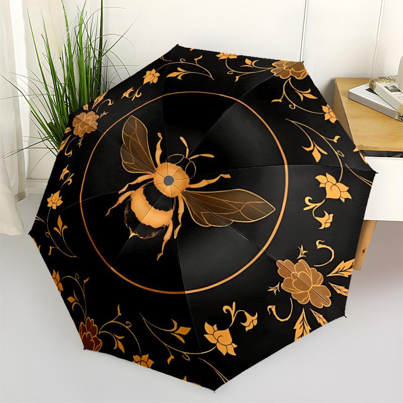 1pc Bee Floral Automatic Open/Close Umbrella, Windproof, Folding Compact Umbrella with Lightweight Design for Women/Men184