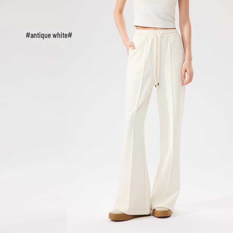 Damen Woll Schlaghose - Lässige Herbst/Winter Hose mit Knistermuster, Modisches und Schlankmachendes Design