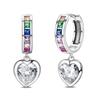 New 925 Silver Pink Heart Shape Women Earrings Brilliant Wedding Engagement Star Earrings Jewelry Gift