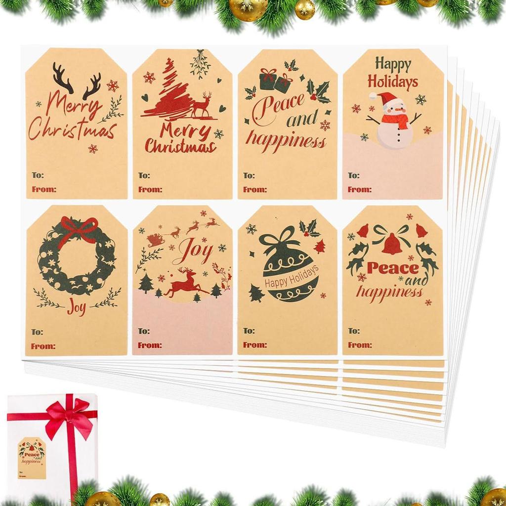 Kraft Paper Christmas Sticker Label Self-adhesive Santa Claus Label Gift Label Sticker For Envelopes Cards Party Favor