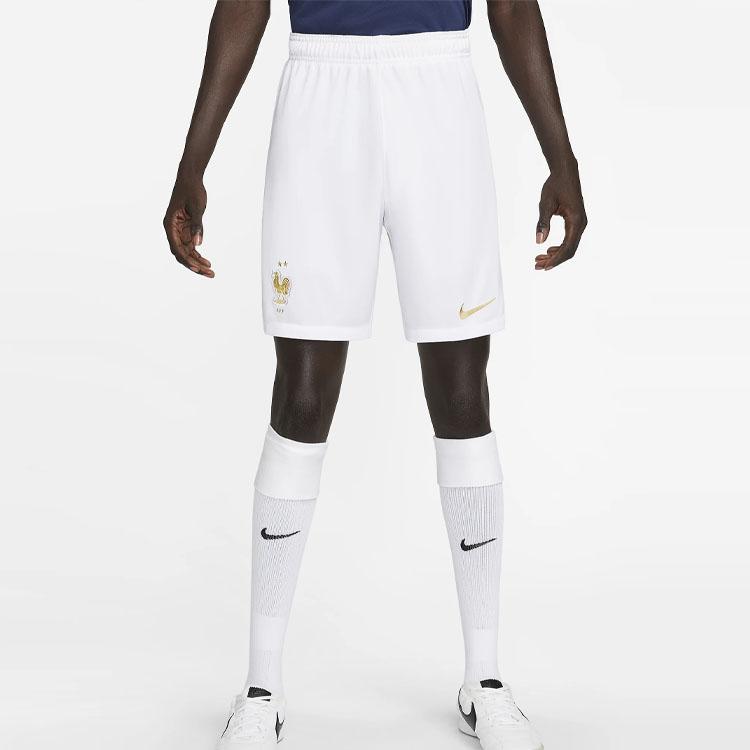Nike SS23 France National Team Qatar World Cup Logo Print Elastic High Waist Sports Football Shorts Men Shorts White DN0731-100