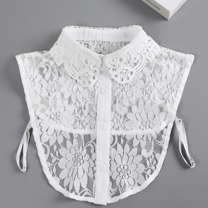 Women Embroidery Lace Detachable Lapel Fake Collar Shirt White Ruffles False Collar Woman Removable False Blouse Nep Kraagie