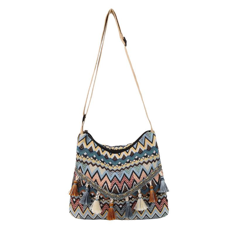 Ethnic Style Casual Shoulder Bag With Tassels For Daily Use And Travel