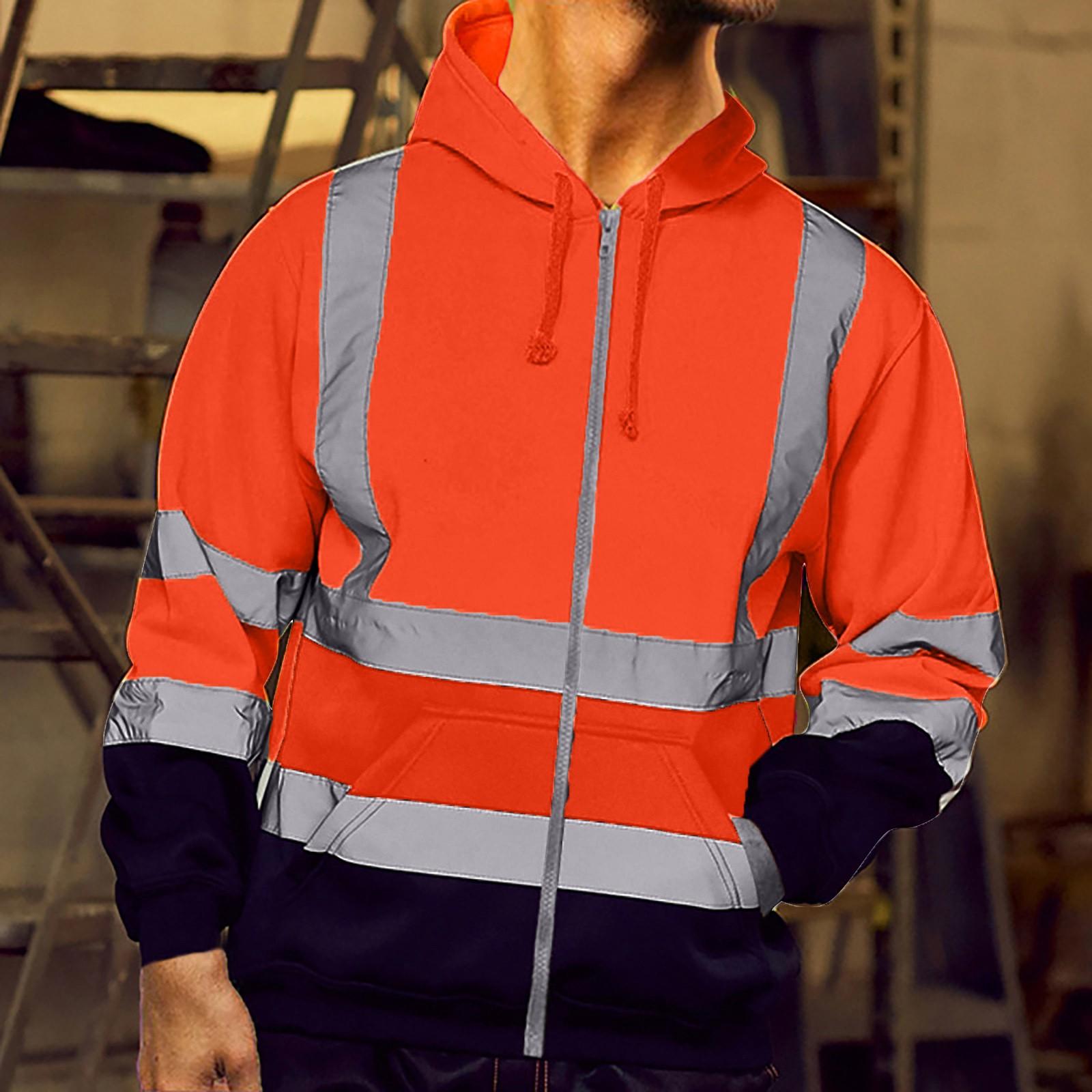 

Мужская дорожная работа, высокая видимость, пуловер с длинным рукавом с капюшоном, топы, блузка XXL оранжевый