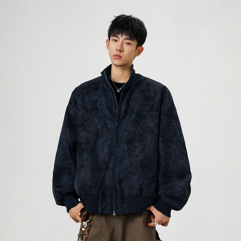 51 Hip-Hop American High Street Textured Pu Leather Cotton Jacket Men's Trendy Street Loose Fit Biker Jacket