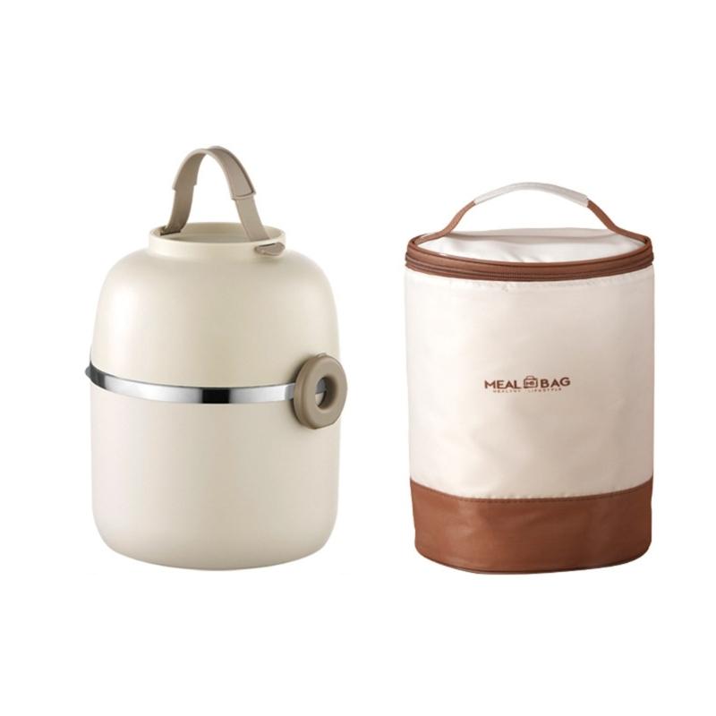 

Stainless Steels Insulated Lunch Box Food Container Portable Double Layer Covered Lunch Box Sealed Hot Food Cup белый