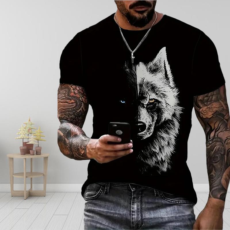 Nueva camiseta de moda de verano para hombre con personalidad y estampado cruzado.