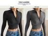 2025 Autumn Long-Sleeve Zipper Cropped Slimming Top