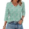 Women's V Neck 3/4 Sleeve Tops Casual T Shirts Basic Summer Tees Loose Fit Fall Pullover Tunic