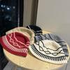 Retro Knitted Hat Diamond Grid Pattern Warm Bucket Hat Appearing Small In Size Big Head Circumference Basin Hat for Women