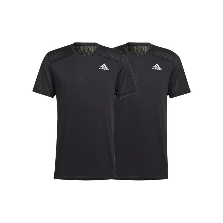Adidas Camiseta Masculina de Manga Curta com Logo de Cor Sólida e Gola Careca Preto H59885