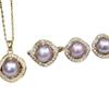 Elegant 8-9mm Freshwater Pearl Necklace, Silver Stud Earrings, and Ring Set for Women