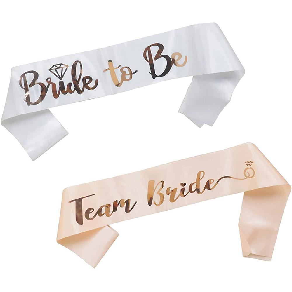 1Set Rose Gold Team Bride To Be Satin Sash Bachelorette Party Decoration Girls Hen Party Wedding Bridal Shower Decor Supplies