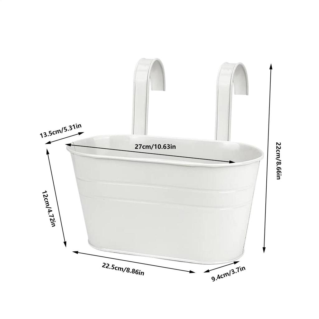 27cm Hangable Flower Pot Fence Hanging Flowerpot With Detachable Hook Metal Iron Plant Pot Holders Double Hook Hanging Flowerpot