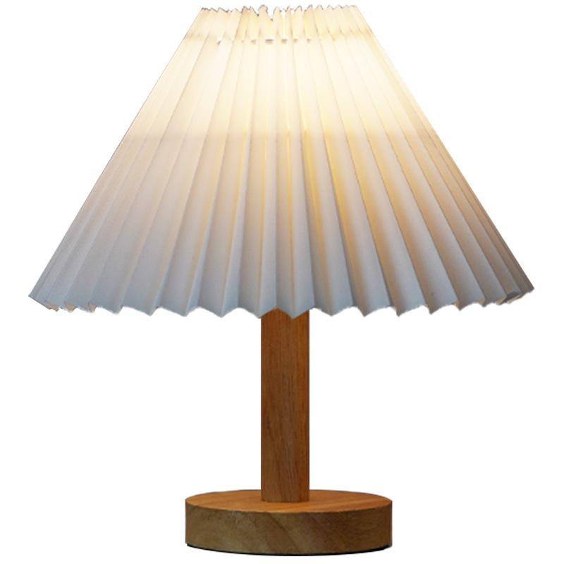 Retro Pleated Nordic Desk Lamp - Umbrella-Shaped Night Light for Dorms & Bedrooms